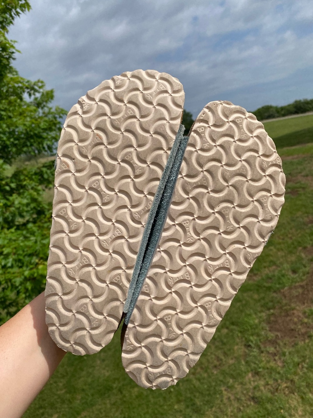 Baby Blue Birkenstock Arizona Suede Sandals - Picture 5 of 6